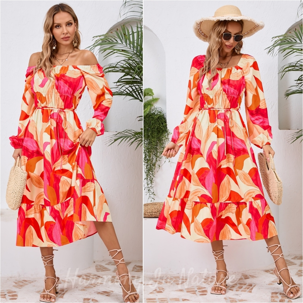 Bloom Your Way Midi Dress - Orange